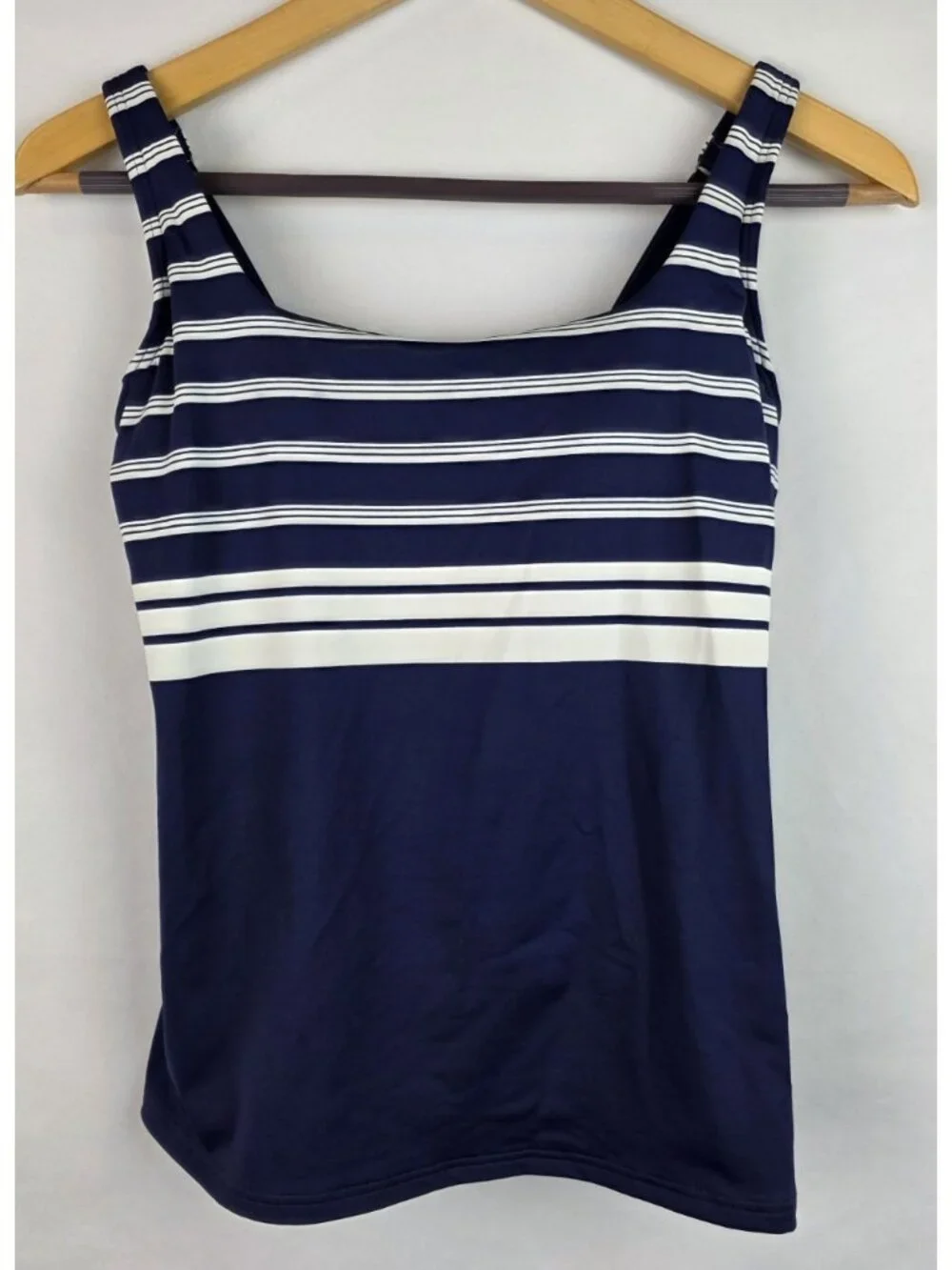 Lands' End Tankini Top Women's Size 2 Blue Striped Swimsuit Swim Underwire Top